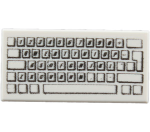 LEGO White Tile 1 x 2 with PC Keyboard Pattern with Groove (46339 / 50311)