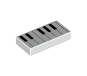 LEGO Wit Tegel 1 x 2 met Piano Keys met groef (3069 / 67047)