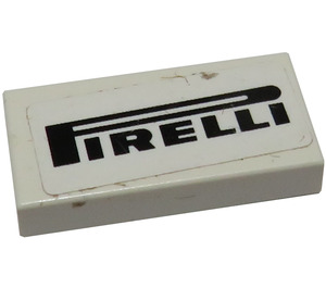LEGO Wit Tegel 1 x 2 met Pirelli Sticker met groef (3069)