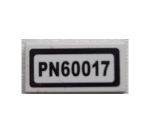 LEGO White Tile 1 x 2 with PN60017 License Plate Sticker with Groove (3069)