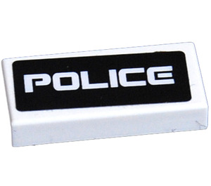 LEGO White Tile 1 x 2 with 'POLICE' Sticker with Groove (3069)