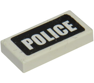 LEGO blanc Tuile 1 x 2 avec "Police" Autocollant avec rainure (3069)