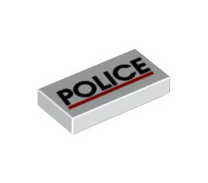 LEGO White Tile 1 x 2 with Police with Groove (3069 / 81869)