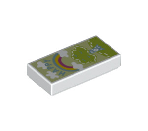 LEGO Wit Tegel 1 x 2 met rainbow met groef (3069 / 67083)