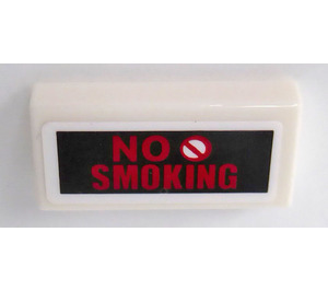 LEGO White Tile 1 x 2 with Red 'NO SMOKING' Sticker with Groove (3069)