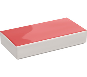 LEGO White Tile 1 x 2 with Red with Groove (3069)