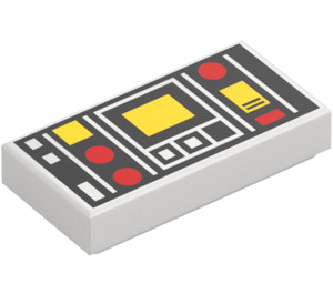 LEGO White Tile 1 x 2 with Red & Yellow Controls with Groove (3069 / 68418)