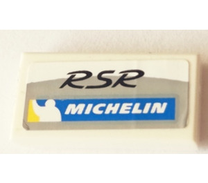 LEGO White Tile 1 x 2 with RSR Michelin Sticker with Groove (3069)
