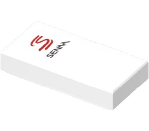 LEGO Weiß Fliese 1 x 2 mit 'SENNA' Logo Aufkleber mit Nut (3069)