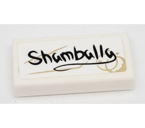 LEGO Weiß Fliese 1 x 2 mit 'Shamballa' und Coffee Stains Aufkleber mit Nut (3069)