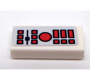 LEGO Wit Tegel 1 x 2 met Slider, Ronde en Squares Coral Sticker met groef (3069)