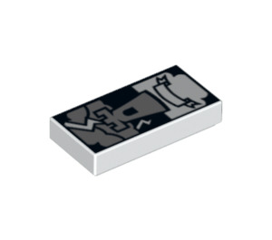 LEGO Weiß Fliese 1 x 2 mit Tarot Card (Tower) mit Nut (3069 / 12647)