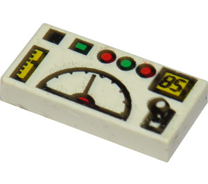 LEGO Weiß Fliese 1 x 2 mit Telemetry Computer mit Nut (3069)