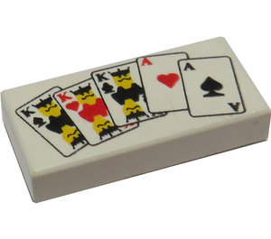 LEGO White Tile 1 x 2 with Three Kings & Two Aces with Groove (3069 / 82668)