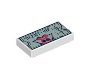 LEGO White Tile 1 x 2 with "Ticket VIP" with Groove (3069 / 106005)