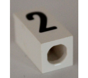 LEGO White Tile 1 x 2 x 5/6 with Stud Hole in End with Black ' 2 ' Pattern