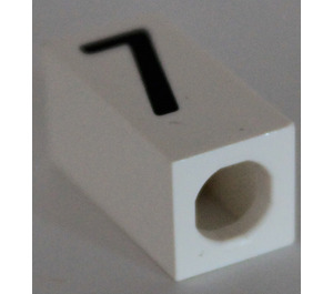 LEGO White Tile 1 x 2 x 5/6 with Stud Hole in End with Black ' 7 ' Pattern