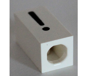 LEGO White Tile 1 x 2 x 5/6 with Stud Hole in End with Black ' ! ' (exclamation mark)