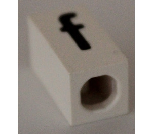 LEGO White Tile 1 x 2 x 5/6 with Stud Hole in End with Black ' f ' Pattern (lower case)