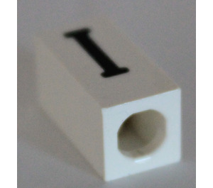LEGO White Tile 1 x 2 x 5/6 with Stud Hole in End with Black ' I ' Pattern (upper case)
