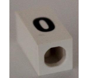 LEGO White Tile 1 x 2 x 5/6 with Stud Hole in End with Black ' o ' Pattern (lower case)