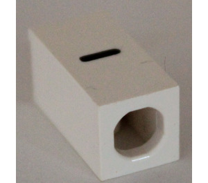 LEGO White Tile 1 x 2 x 5/6 with Stud Hole in End with Black ' - ' Pattern (hyphen/minus sign)