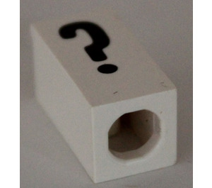 LEGO Hvit Tile 1 x 2 x 5/6 med Knott Hull i Ende med Svart ' ? ' Mønster (question mark)