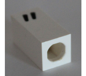 LEGO White Tile 1 x 2 x 5/6 with Stud Hole in End with Black ' " ' (quotation mark)