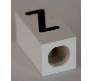 LEGO White Tile 1 x 2 x 5/6 with Stud Hole in End with Black ' Z ' Pattern (upper case)