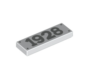 LEGO Бяло Плочка 1 x 3 с "1928" (60336 / 63864)