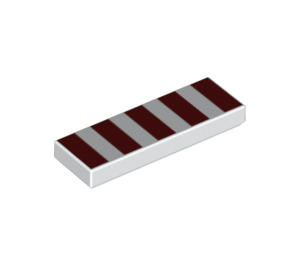 LEGO White Tile 1 x 3 with 5 Dark Red Stripes (1546 / 63864)