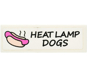 LEGO White Tile 1 x 3 with Hot Dog and 'HEAT LAMP DOGS' Sticker (63864)