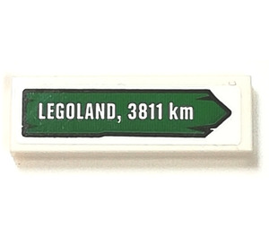 LEGO White Tile 1 x 3 with LEGOLAND, 3811 km Sticker (63864)
