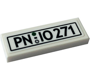 LEGO White Tile 1 x 3 with PN 10 271 Sticker (63864)