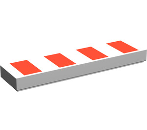 LEGO Weiß Fliese 1 x 4 mit 4 rot Streifen (2431 / 46504)