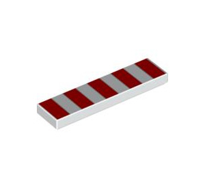 LEGO White Tile 1 x 4 with 5 Red Stripes (2431 / 48135)
