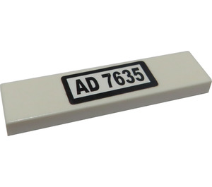 LEGO White Tile 1 x 4 with 'AD 7635' Sticker (2431)