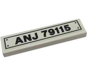 LEGO White Tile 1 x 4 with Black 'ANJ 79115' License Plate Sticker (2431)