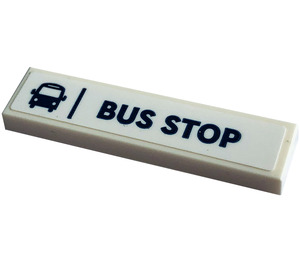 LEGO Wit Tegel 1 x 4 met Zwart 'BUS STOP' en Voorkant Bus Sticker (2431)