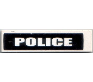 LEGO White Tile 1 x 4 with Black "POLICE" Sticker (2431)