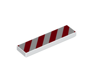 LEGO White Tile 1 x 4 with Danger Stripes with Red Corners (19973 / 81266)