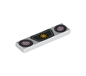 LEGO Hvit Tile 1 x 4 med Headlights og Blomst (2431 / 78762)