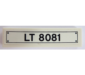LEGO White Tile 1 x 4 with 'LT 8081' Sticker (2431)