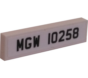 LEGO Wit Tegel 1 x 4 met MGW 10258 License Plaat Sticker (2431)