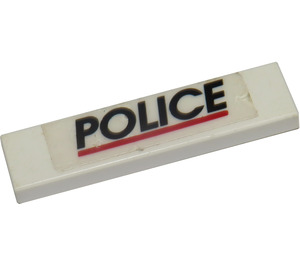 LEGO White Tile 1 x 4 with 'POLICE' with Red Line Sticker (2431)