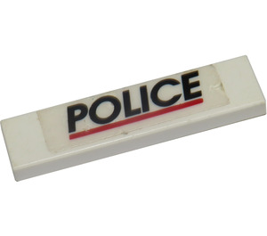 LEGO blanc Tuile 1 x 4 avec 'Police' avec rouge Line Autocollant (2431)