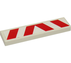 LEGO White Tile 1 x 4 with Red and White Danger Stripes 8186 Sticker (2431)