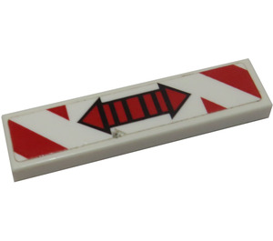 LEGO White Tile 1 x 4 with Red Double Arrow and Red and White Danger Stripes Sticker (2431)