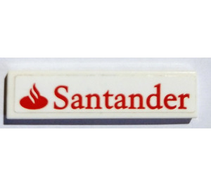 레고 하얀색 타일 1 x 4 ~와 함께 "Santander" 상표 (2431)