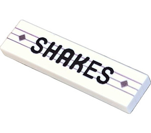 LEGO White Tile 1 x 4 with SHAKES Sticker (2431)